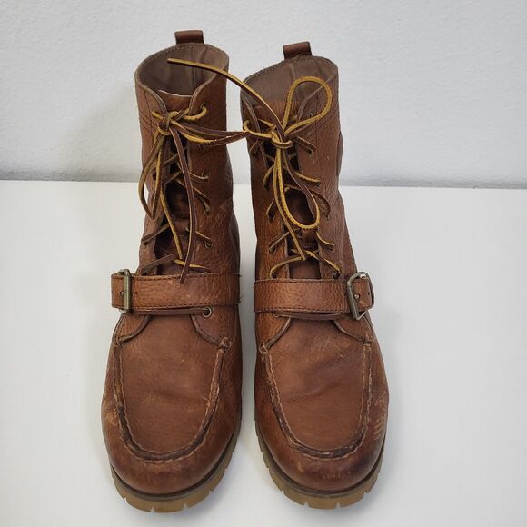 POLO RALPH LAUREN Ranger Boots Mens 10D Strap Brown Leather Outdoor Hiking Lace main image 10